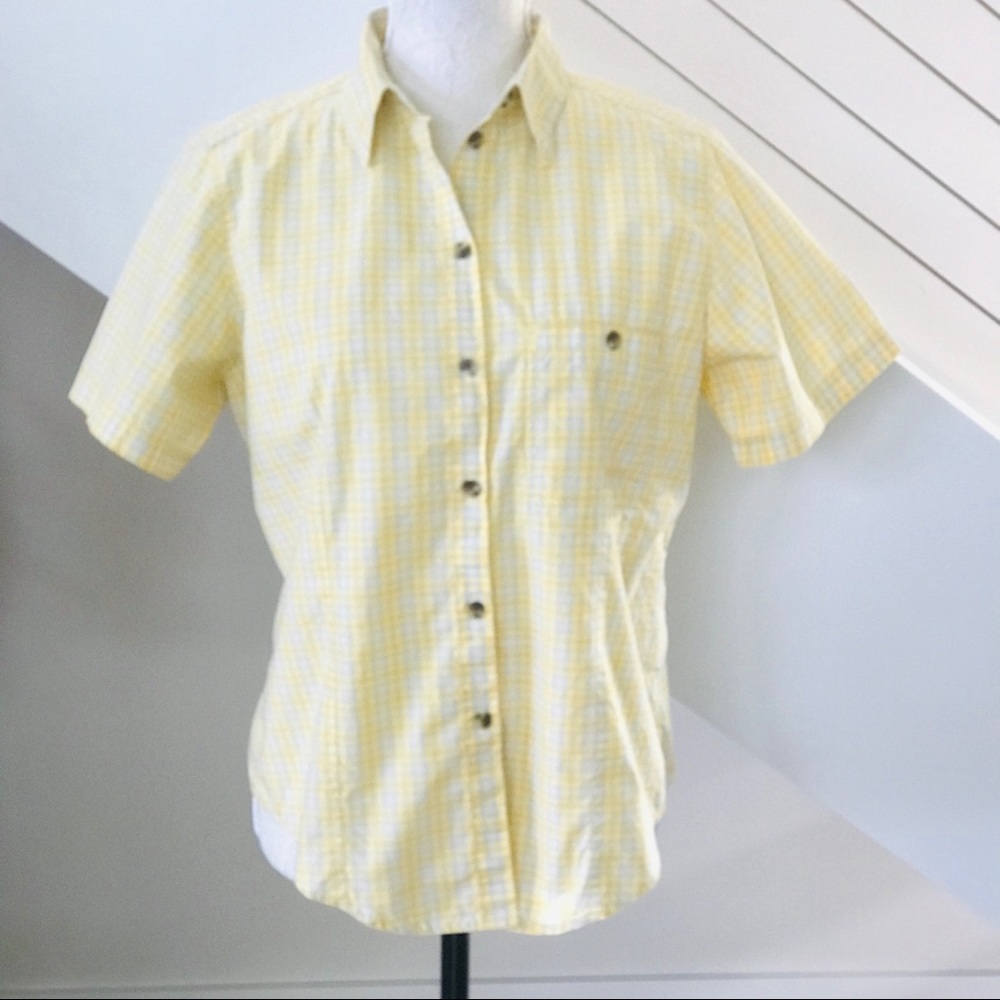 C C Filson Cotton Yellow Plaid Blouse